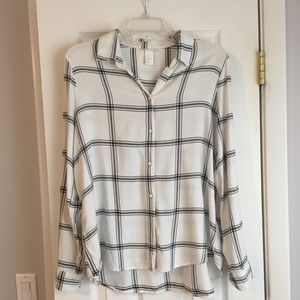 NWOT Black and White Plaid Button-Up Shirt
